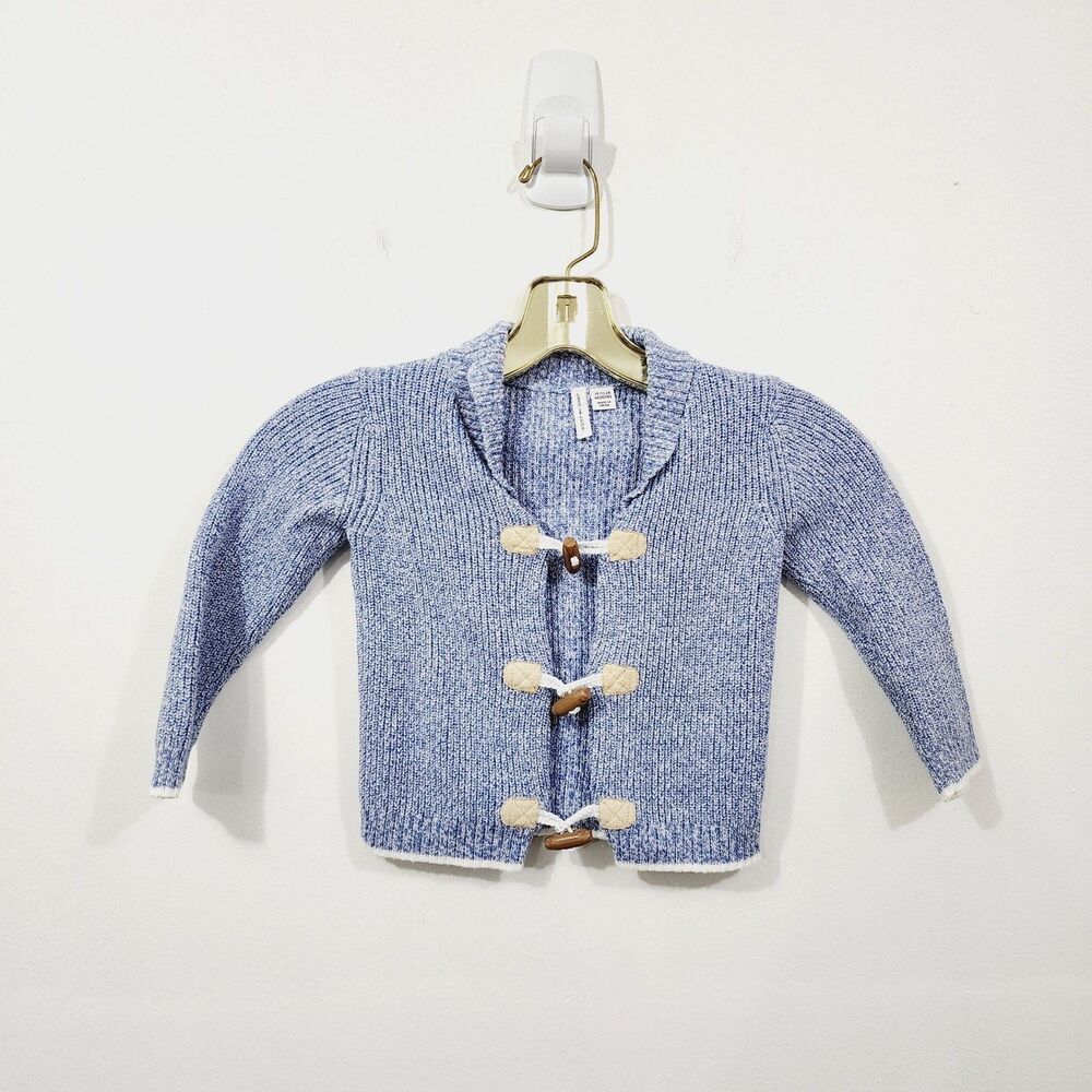 Janie and Jack Shawl Collar Knit Cardigan Sweater Blue Marble Toggle Size 18-24M